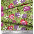 thumbnail image 3 of Soimoi Green Poly Georgette Fabric Leaves & Floral Artistic Print Fabric by Yard 52 Inch Wide, 3 of 5