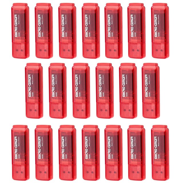 INLAND Micro Center Super Speed 20 Pack 16GB USB 3.0 Flash Drive Memory Stick Thumb Drive Data Storage Jump Drive Bulk Much Faster Than USB2.0 Flash Drive Red
