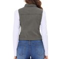 thumbnail image 3 of INSPIRE CHIC Women's Washed Chest Flap Pockets Single Breasted Denim Vest Jacket Grey S, 3 of 5