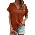 thumbnail image 1 of Besolor Plus Size Tops for Women Casual V Neck Short Sleeve Basic Shirts Loose Solid Color Summer Tunic Tees, 1 of 6