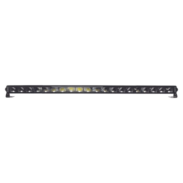 Alpena TrekTec Light Bar S42P, a slim single-row LED light bar with black alloy housing and clear lens, featuring multiple LED bulbs and stainless steel adjustable mounting brackets, IP67 rated for all-weather use, suitable for ATV, UTV, truck, and SUV off-road lighting and powersports applications.