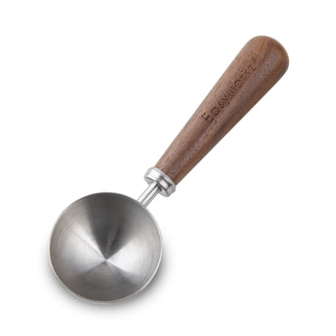 Easyworkz Retro Stainless Steel Coffee Scoop with Walnut Handle 10g / 1 Tbsp Coffee Measuring Spoon, Brushed Silver