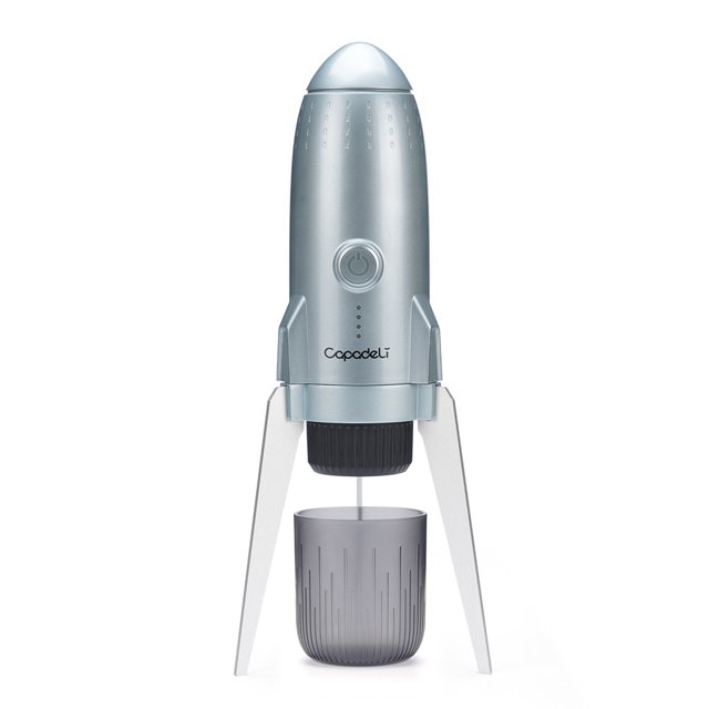 Machine à Espresso Électrique Portable au Design de Navire Fusée avec Fonction d'Autochauffage, Cafetière de Voyage 19 Bars Compatible avec Capsules Nespresso et Café Moulu, Rechargeable par USB pour Voiture, Camping et Bureau