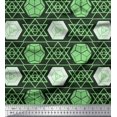 thumbnail image 1 of Soimoi Green Poly Georgette Fabric Geometrical Star Geometric Decor Fabric Printed Yard 52 Inch Wide, 1 of 5