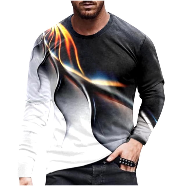 RKSTN Chemises pour Hommes Manches Courtes Manches Longues Imprimé Col Rond Chandail T-Shirt Blouse Chemises Hawaïennes pour Hommes