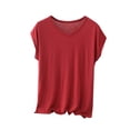 thumbnail image 1 of BLVB Plus Size Pajama Tops for Women Loose Fit V Neck Short Sleeve Soft Modal Sleep Shirts Loungewear, 1 of 6