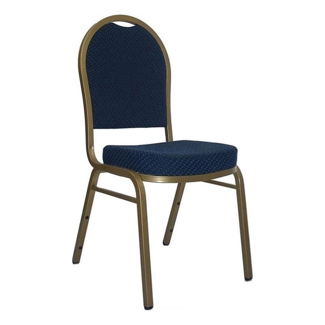 Bowery Hill Fabric/Metal Dome Back Banquet Stacking Chair in Blue