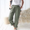 thumbnail image 1 of Mikilon Women Casual Solid Color Pockets Elastic Waist Comfortable Straight Pants, 1 of 5