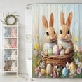 thumbnail image 1 of CaiYueKe Easter Rabbit Pattern Shower Curtain - Waterproof Polyester Fabric Bathroom Decor with 12 Hooks, No Drill Easy Install Washable Hotel Style Modern Bath Linen, 1 of 7