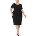 thumbnail image 1 of GRACE & GRANDEUR Robe Fourreau Grande Taille pour Femmes Manches Courtes Col en V Travail Affaires Moulante Crayon Robes Noir 3X, 1 of 5