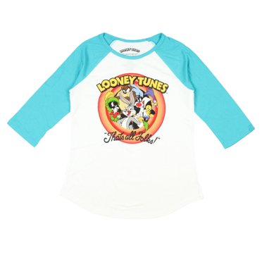 Looney Tunes T-Shirt Raglan à Logo Personnage « That's All Folks » pour Filles (Petit, 7/8)