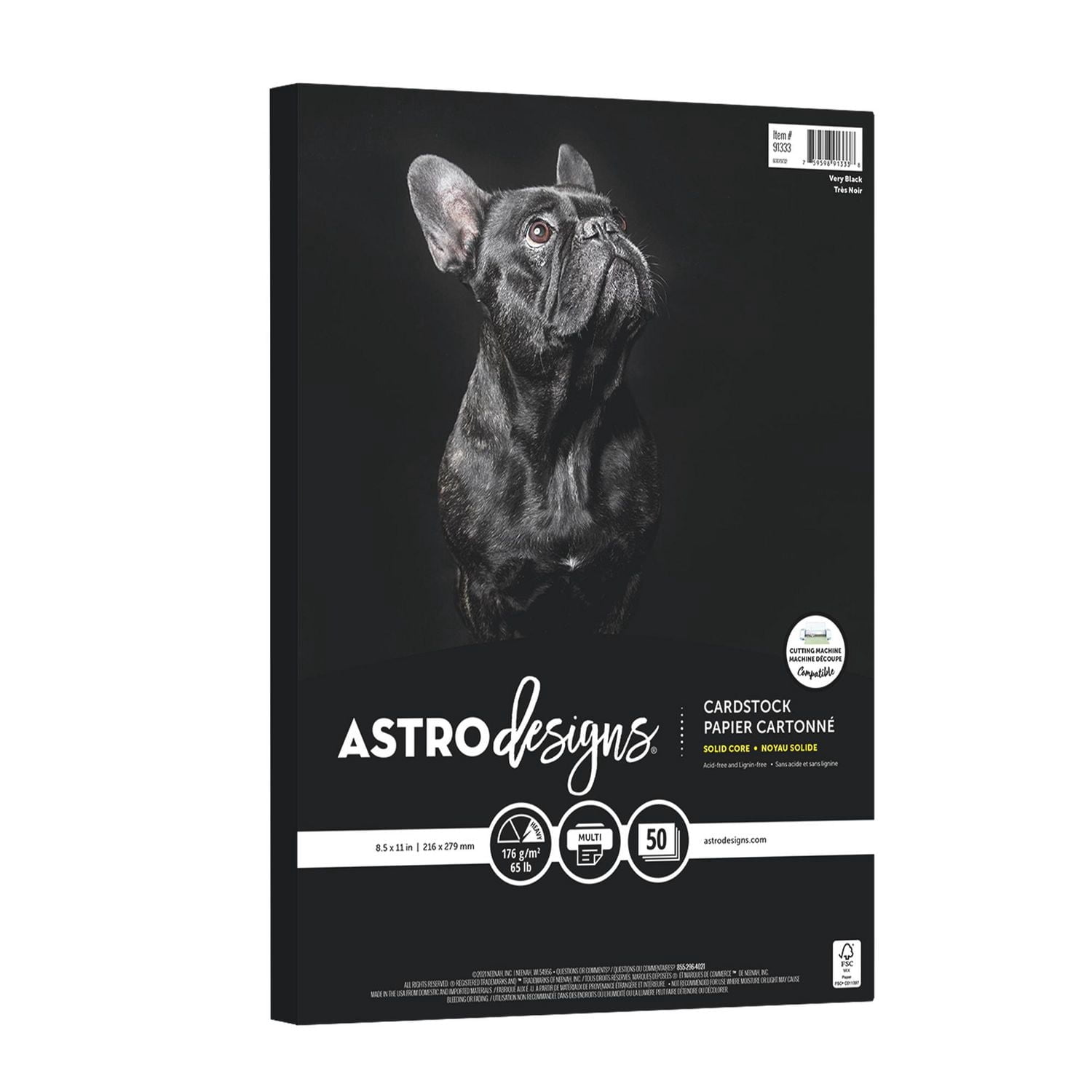 Papier cartonné Neenah Astrodesigns très noir, 8,5 po x 11 po, 65 lb, 50 feuilles
