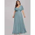 thumbnail image 1 of Plus Size Evening Dresses Long Elegant A Line V Neck Ruffles Chiffon Formal Wedding Party Dress Robe De Soiree, 1 of 8
