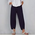 thumbnail image 2 of Timegard Plus Size Pants for Women Elastic Waist Solid Color Comfy Fall Casual Crop Pants with Pockets, 2 of 5