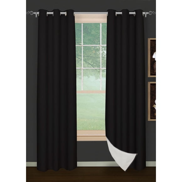 Safdie & Co. Curtain 2PK 84L Brick Blackout Black