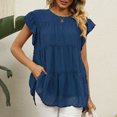 thumbnail image 4 of Timegard Hauts pour Femmes Manches Courtes en Chiffon Blouse Ample Légère Col Rond Été Plage Vacances Hauts, 4 of 5