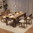 thumbnail image 1 of Dining Table for 4-6,Farmhouse Dining Table, 63" Rectangular Wood Kitchen Table with 1.18" Thick Tabletop & 4.53" Sturdy Legs, Ideal for Dining Room, Living Room, Small Space, Rustic Brown, 1 of 8