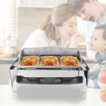 thumbnail image 3 of Stainless Steel Buffet Chafer, 9L Food Warmer with Transparent Glass Lid, Easy to Clean, Rectangular Chafers and Buffet Warmer, 9L Capacity for Hotels,, 3 of 8