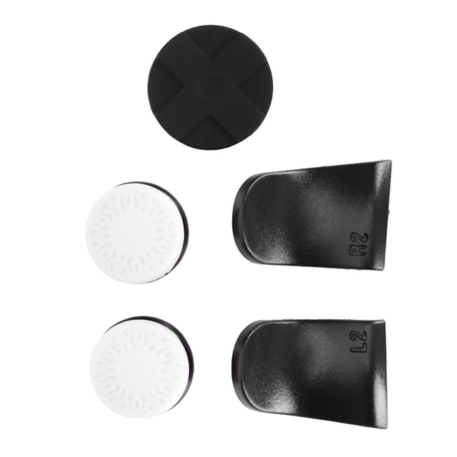 LHCER Capuchon de Prise pour joystick 5 en 1 L1 R2, Rallonge de Gâchette pour Manette de Jeu PS5. Comprend un Capuchon de Touche L1, un Capuchon de Touche R2, Deux Capuchons de Touche de joystick et un Capuchon de Touche Croisée. Fabriqué en Matériaux Durables d'ABS et de silicone, Conçu pour Empêcher les Doigts de Glisser et Réduire la fatigue du Pouce. Convient à la Réparation Ou à la Mise à Niveau des Manettes PS5.