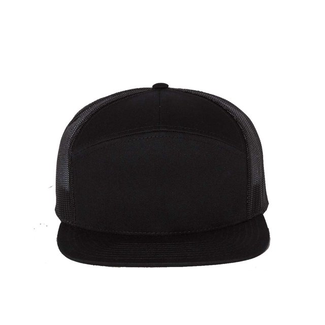 Richardson Seven-Panel Trucker Cap, One Size, Black