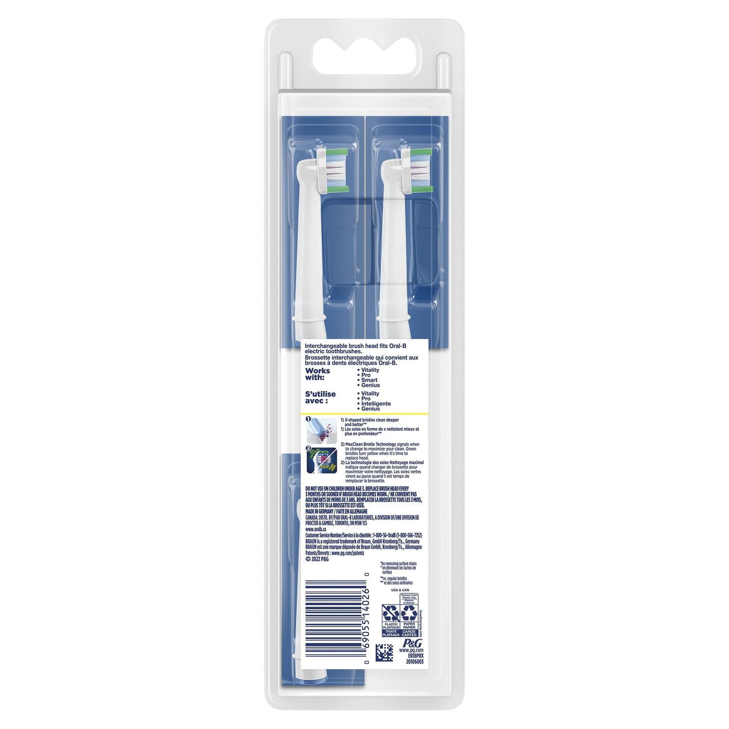 Oral-B 3D White Brossettes de Rechange à Filaments en X Lot de 3