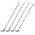 thumbnail image 1 of Unique Bargains 4Pack 8.6' Stainless Steel Spoon Straws Reusable Twist Handle Spoon, Silver, 1 of 5