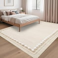 thumbnail image 2 of Washable Area Rug 9x12ft – Soft Non-Slip Low Pile Carpet with Modern Border Design, Neutral Beige – Large Rug for Living Room, Bedroom and Dining Room, 2 of 8