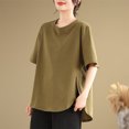 thumbnail image 2 of Timegard Womens Oversized Tops Half Sleeve Crew Neck Side Split Casual Loose Tops Basic Tshirts Blouse, 2 of 5