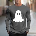 thumbnail image 2 of YOIAVAIOY T-Shirts pour Hommes à Imprimé d'Halloween T-Shirt Graphique Fantôme Manches Longues Col Rond T-Shirts Automne Tendance Décontracté Y2K Chandails à Enfiler Hauts Gris Foncé TTG, 2 of 6