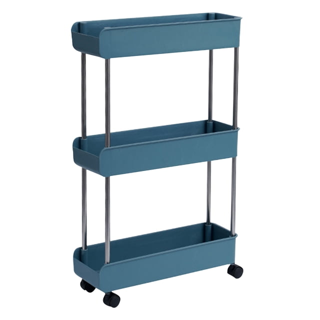 Amdohai Chariot Utilitaire à 3 Niveaux avec Roues, Crochet Suspendu, Étagères de Rangement Multifonctionnelles, Organisation, Étagère Portative Autoportante, Chariot de Service, Chariot pour Cuisine, Salle de Bain, Bureau