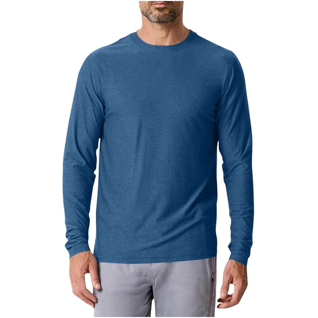 Ohufall Men's Sun Protection Shirts UV SPF 50+ Long Sleeve Rash Guard Fishing Running Quick Dry Lightweight Tees Top