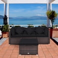 thumbnail image 3 of Gymax Ensemble de Conversation pour Patio en Rotin 4 Pcs Cour Extérieur avec Coussin Noir, 3 of 10