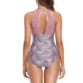 thumbnail image 4 of Cadeaux pour Meilleure Amie Femme une-Pièce Col Montant Tankini à Encolure en V Monokini Froncé en Maille Maillot de Bain, 4 of 6