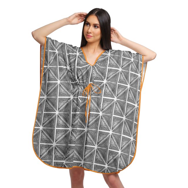 Moomaya Robe Courte de Caftan de Plage, Robe de Couverture Imprimée, Kaftan pour Femmes, Tenue de Plage, Couverture