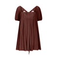 thumbnail image 4 of Ovzne Robes pour Femmes Robe Femme Couleur Unie devant Plissé Dos Lacée Manche à Boutons Robe Jupe Courte Robe pour Femmes Liquidation, 4 of 7