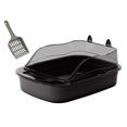 thumbnail image 4 of MERIGLARE Cat Litter Box Cat Sand Basin with High Side Cat Litter Container Durable black, 4 of 9