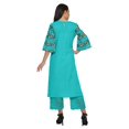 thumbnail image 4 of Moomaya Ensemble Kurta Ethnique Imprimé Palazzo à Col Rond en Coton Slub pour Femmes Grande Taille, 4 of 5