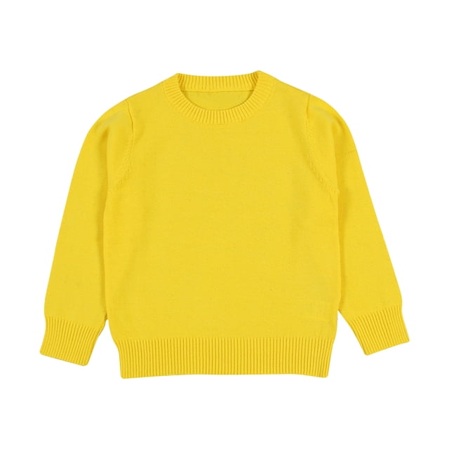 RXIRUCGD Boys And Girls Solid Color Sweater Pullover Knitted Sweater Candy Base Sweater( Yellow, Size:4-5 Years )