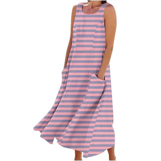 DPTALR Robes Longues Sans Manches pour Femmes, Décontractées, Confortables, Mignonnes, pour Filles