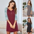thumbnail image 2 of Ladies Christmas New Contrast Color Stitching Nightdress Solid Color Plus Size Pajamas Nightgown, 2 of 15