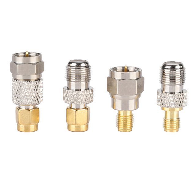 4Pcs Portable Brass Aerial Connector F To Sma Radio Converter Adapter, Sma Converter