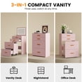thumbnail image 3 of 3-in-1 Small Vanity Desk with Mirror & Adjustable LED Lights - Compact Dressing Table Set with Storage - Ideal for Girls' Bedroom, Apartment, 3 of 8