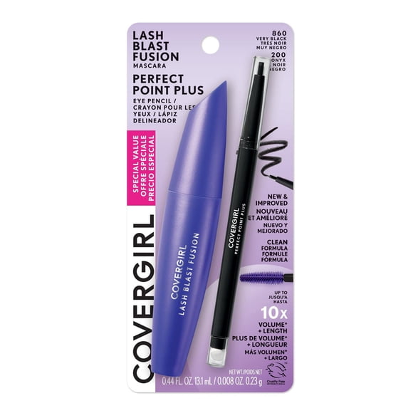 COVERGIRL Value pack Mascara + Eyeliner, Lash Blast Fusion Lengthening Mascara + Perfect Point Plus Micro-Fine Point Eyeliner with Built-in Smudger Tip