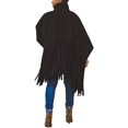 thumbnail image 2 of Haut à Franges à Col Montant à Manches Longues pour Femmes, Grande Taille, Poncho à Franges, 2 of 7