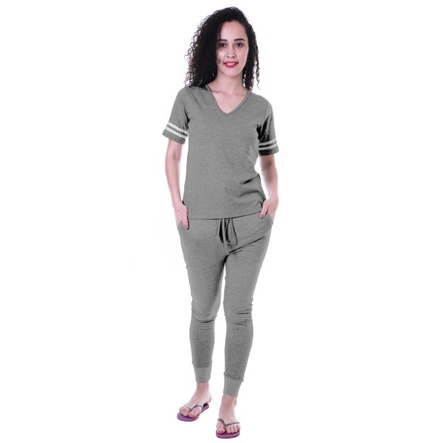 Moomaya Ensemble de Nuit Simple pour Femmes avec Pyjama en Coton 2 Pcs Chemises de Nuit-7lc