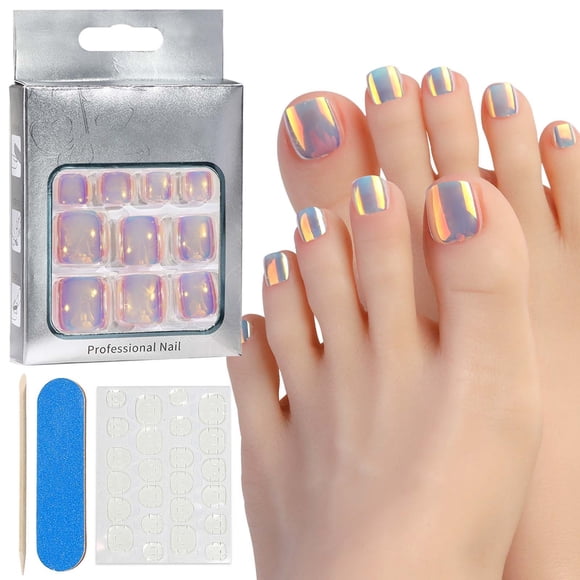 RKSTN Press on Nails False Nails 24 Pc Toenail Nail Stickers Nails for Women and Girls