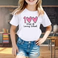 thumbnail image 2 of LUOGENLI T-Shirt pour Filles Enfants Mode Décontractée Imprimé Col Rond Ample Manche Courte T-Shirt Haut Chemises pour Filles Tendance Blanc 10-11 Ans, 2 of 4
