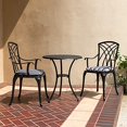 thumbnail image 1 of Kinger Home Bistro Set 3 Piece Outdoor Bistro Table Set Rust-Resistant Cast Aluminum Patio Furniture Set, Bistro Table and Chairs, Woven Design, Cushions Included, 1 of 5