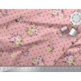 thumbnail image 2 of Soimoi Pink Modal Satin Fabric Leaves,Small Circle & Floral Print Fabric by Yard 42 Inch Wide, 2 of 3