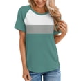 thumbnail image 1 of Aubaines du Jour Liquidation Iumwxz Tunique T-Shirt Raglan Coupe Ample Hauts pour Femmes Tunique à Blocs de Couleur Imprimée Hauts Tunique Manches Courtes Col Rond Hauts Tunique pour Dames Aubaines du Jour Aller à l'École, 1 of 5